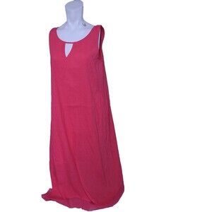 For Cynthia Medium dress linen pink long maxi sleeveless lace shift fuchsia